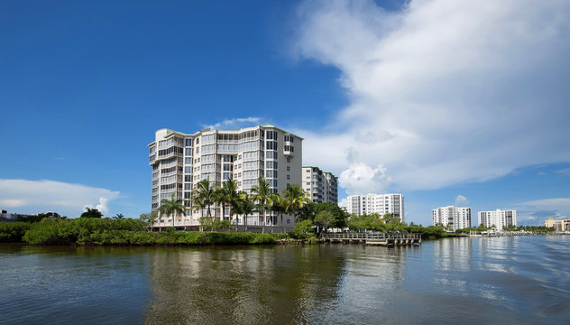 Fort Myers Beach backside waterfront condo skyline