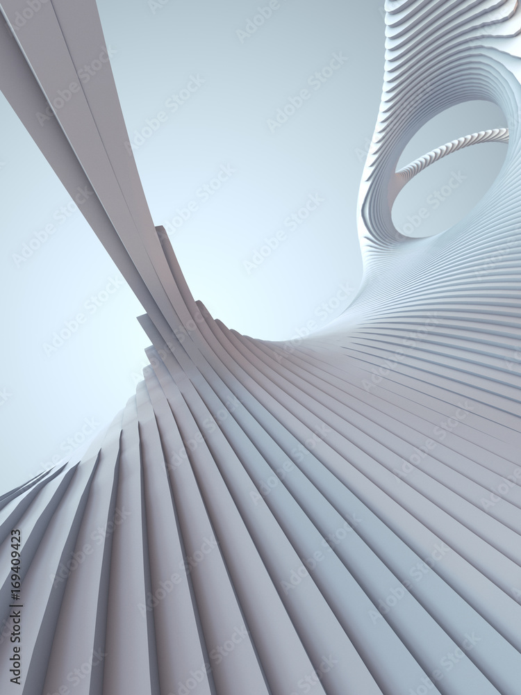 Aufkleber white stripe pattern futuristic background. 3d render illustration