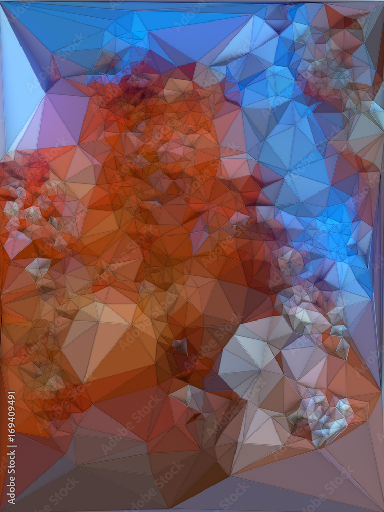 Poster Abstract colored polygonal triangular mosaic background. 3d rendering