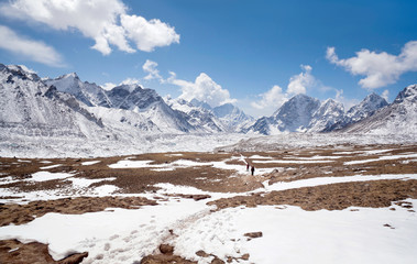 Fototapeta na wymiar Road to Everest Base Camp - Himalaya mountain landscape in Sagarmatha National Park, Nepal, Himalayas