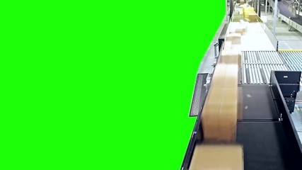 Parcels on conveyors - time lapse with green screen - Powered by Adobe