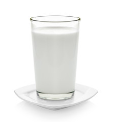 fresh milk in the glass on white background