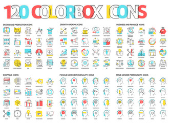 Fototapeta na wymiar 120 Color box icons