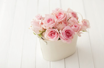 pink rose flowers in a vase