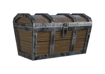 3D Rendering Treasure Chest on White