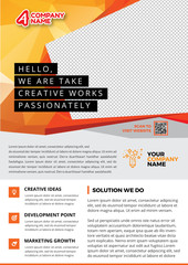 A4 Orange and Professional Flyer Template with abstrack background style 6