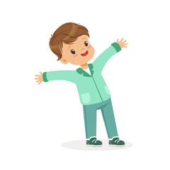 Cute smiling little boy cartoon vector Illustration