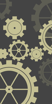 vintage style cogs mechanism vertical flat vector banner