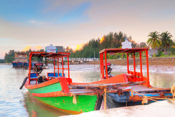 Fototapeta na wymiar Sunrise at the river in Koh Kho Khao, Thailand