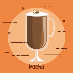 coffee drink mocha in transparent drinking glass cup vector illustration