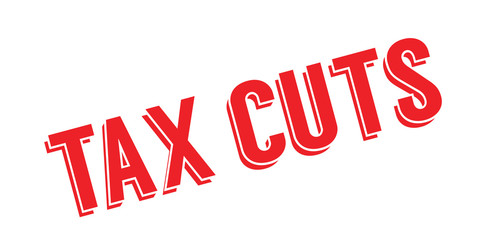 Tax Cuts rubber stamp. Grunge design with dust scratches. Effects can be easily removed for a clean, crisp look. Color is easily changed.