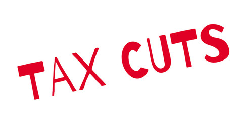 Tax Cuts rubber stamp. Grunge design with dust scratches. Effects can be easily removed for a clean, crisp look. Color is easily changed.