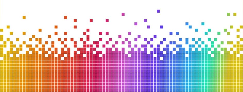 Pastel multicolored mosaic banner. Pixelated