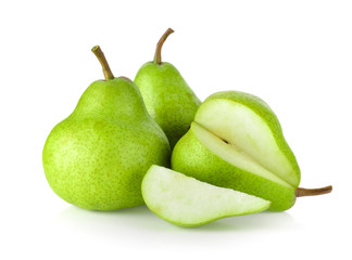 green pears isolated on white background