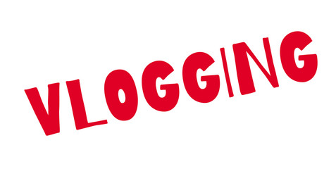 Vlogging rubber stamp. Grunge design with dust scratches. Effects can be easily removed for a clean, crisp look. Color is easily changed.