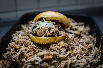 handmade pulled pork burger