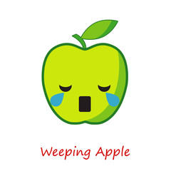 Banner Apple Emotions. Cute cartoon green Apple. Vector illustration.