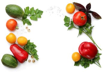 Fresh vegetables on white background