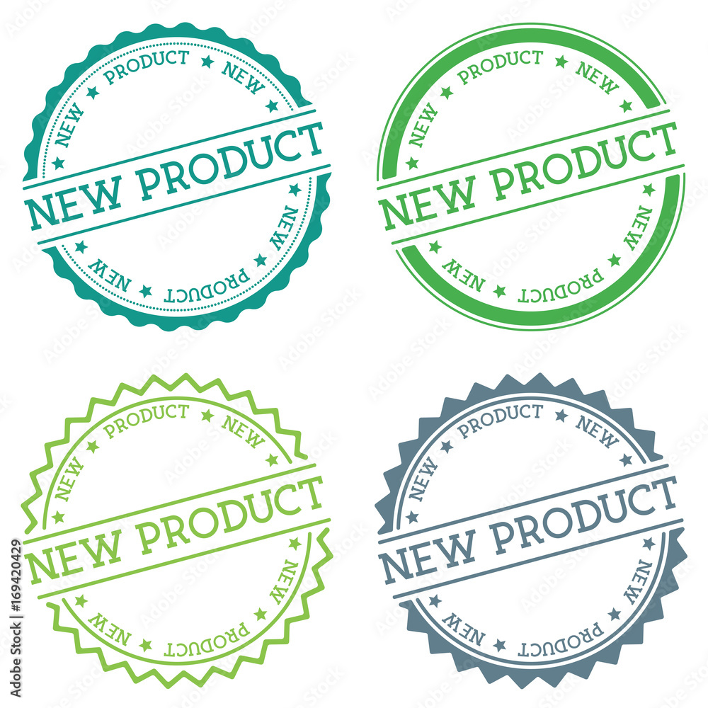 Poster new product badge isolated on white background. flat style round label with text. circular emblem ve