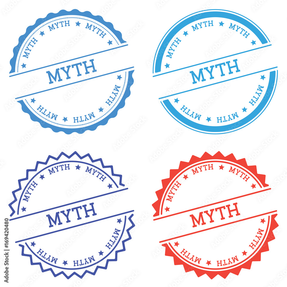 Poster myth badge isolated on white background. flat style round label with text. circular emblem vector il