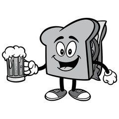 Sandwich with Beer Illustration