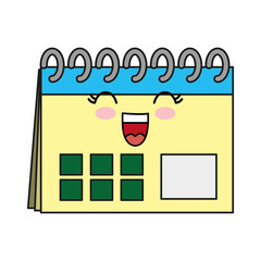 kawaii calendar icon over white background vector illustration
