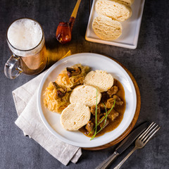 Original Czech dumpling with goulash