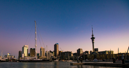 Auckland New Zealand. Night skyline 