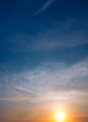 Fototapeta na wymiar Calm dawn at sky and sun.