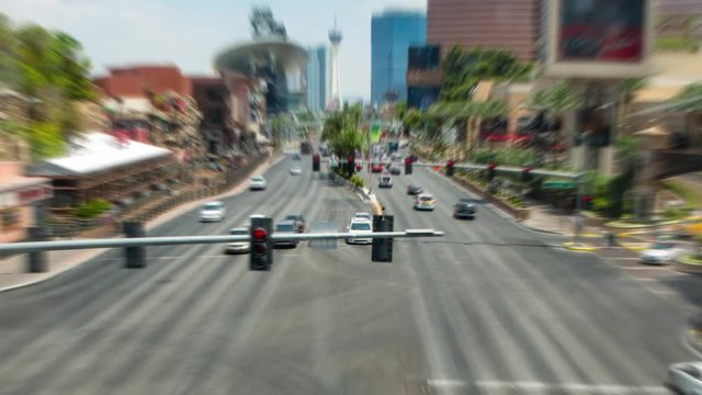 Las Vegas Intersection Strip Motion Blur. a radial motion blur focuses on the traffic motion of the las Vegas Strip in a time-lapse
