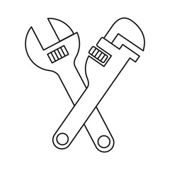  pipe wrench and wrench crossed  icon over white background vector illustration