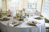 Elegant wedding reception dinner table