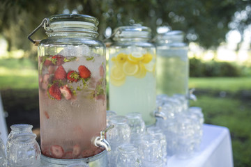 Cold fruit water at outdoor reception