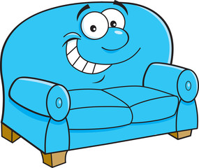 Cartoon illustration of a smiling couch.