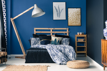 Blue bedroom, touch of gold