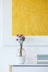 Yellow painting in living room