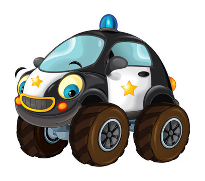 cartoon police car with big wheels clip art preview
