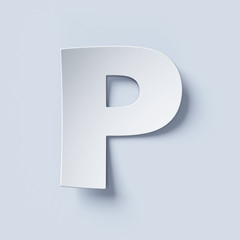 White bent paper font letter P