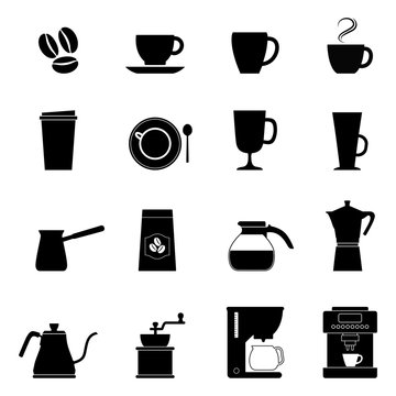 Set of coffee icons, vector illustration