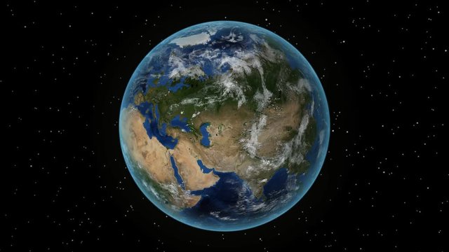 Latvia. 3D Earth in space - zoom in on Latvia outlined. Star sky background