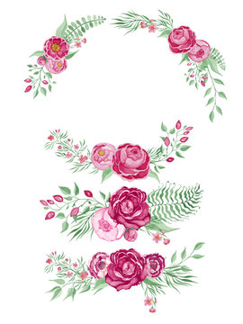 Watercolor roses clip art