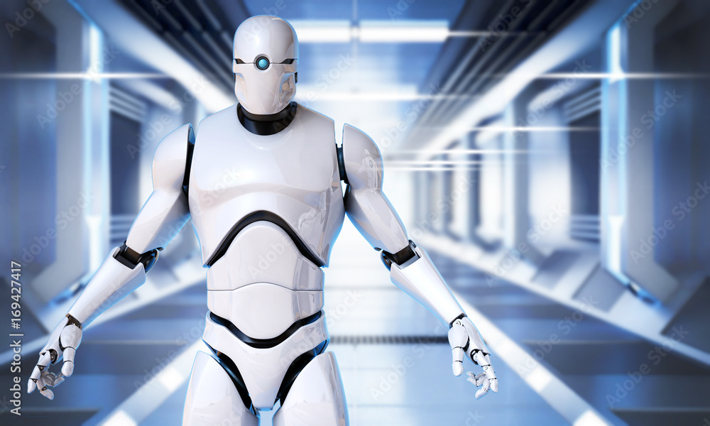 Aufkleber robot futuristic design concept 3d rendering