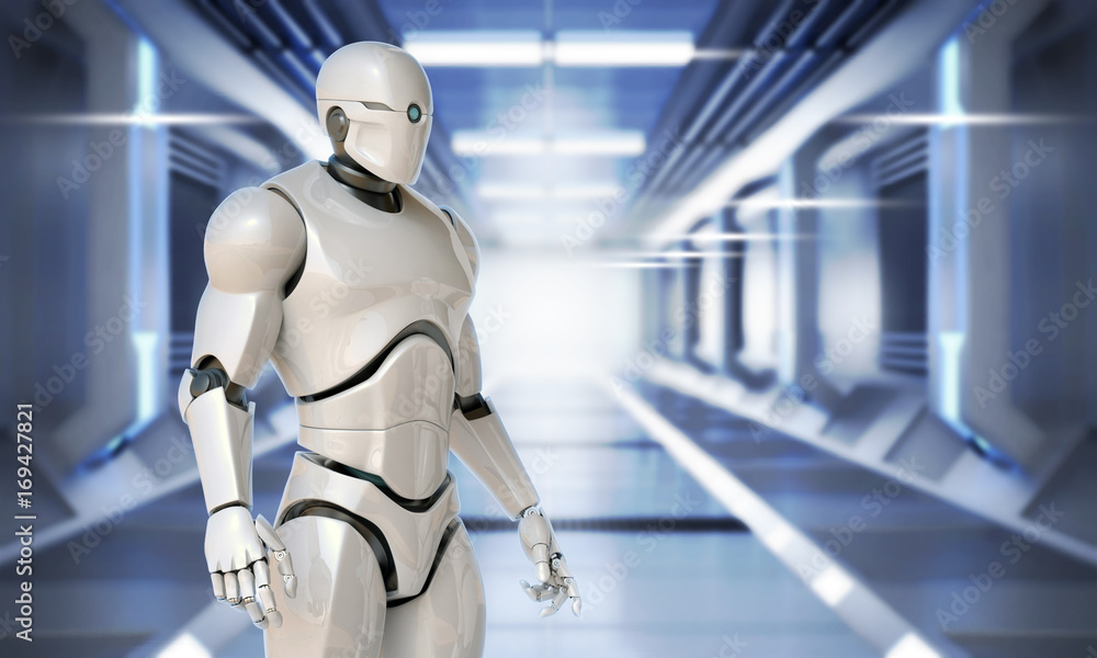 Aufkleber robot futuristic design concept 3d rendering