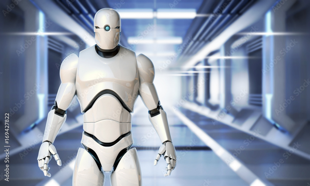 Aufkleber robot futuristic design concept 3d rendering