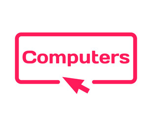 Computers template dialog bubble in flat style on white background. Basis with cursor icon for various word of plot. Stamp for quotes to cards, banners, labels, notes, blog article. Vector