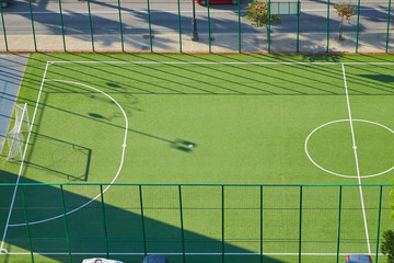 Part of the street court for mini soccer photographed from above without people