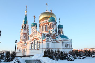 Uspensky Cathedral in Omsk. Siberia. Russia. It was built in 1898.