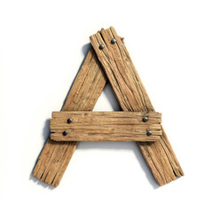 Wood font, plank font letter A