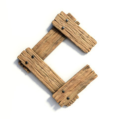 Wood font, plank font letter C