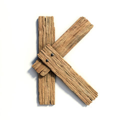 Wood font, plank font letter K